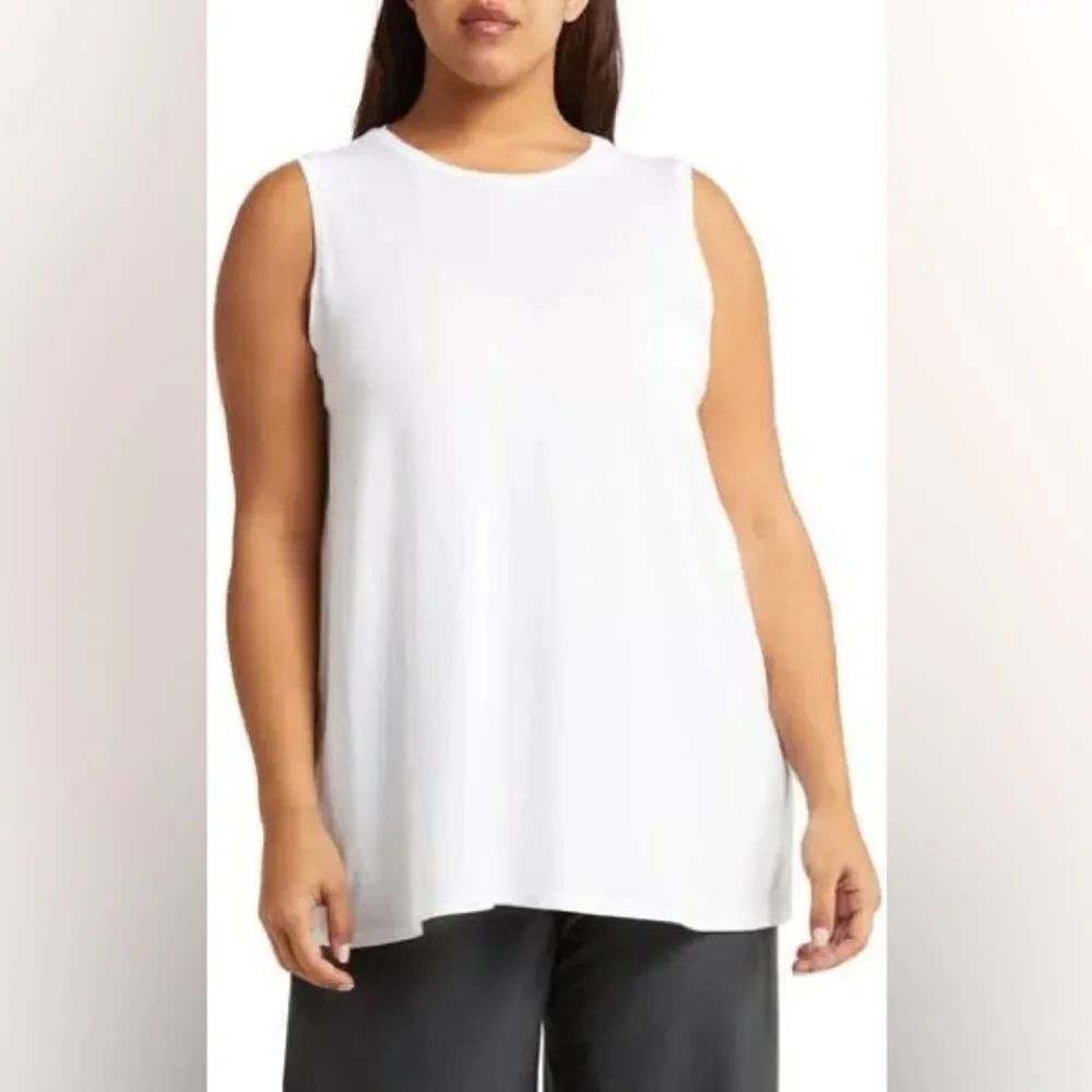 Eileen Fisher NWT Fine Jersey Long Tank in Off White Size SP